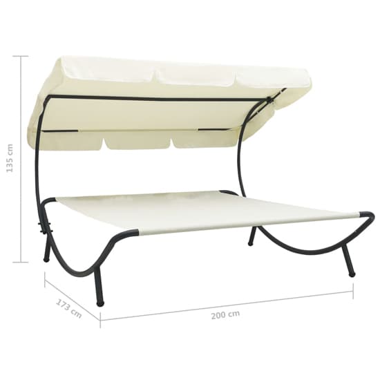 Grace Outdoor Lounge Bed With Canopy In Cream White_5