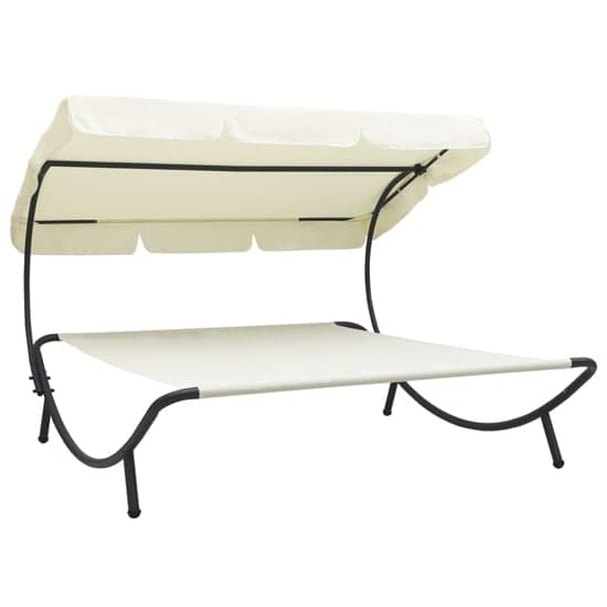 Grace Outdoor Lounge Bed With Canopy In Cream White_1