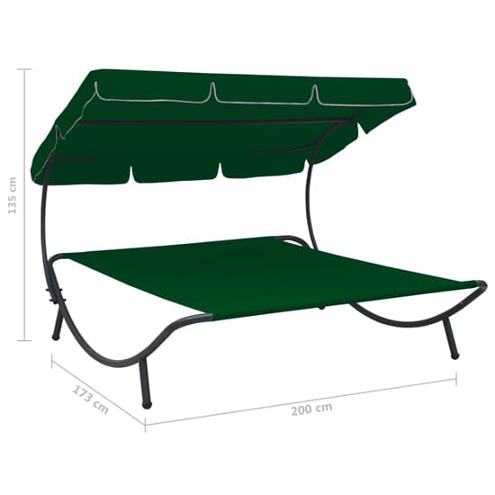 Grace Outdoor Lounge Bed With Canopy In Green_5