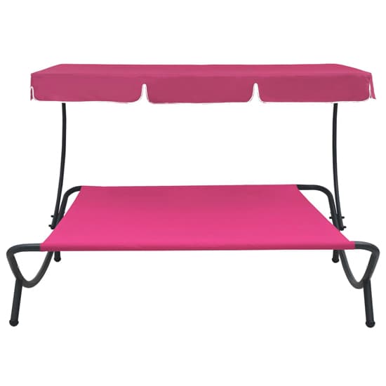 Grace Outdoor Lounge Bed With Canopy In Pink_2