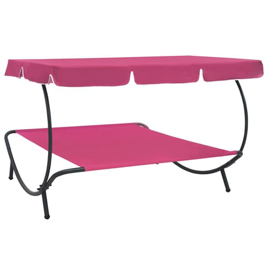 Grace Outdoor Lounge Bed With Canopy In Pink_4