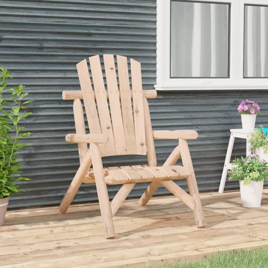 Grace Solid Wood Spruce Garden Armchair In Light Brown_1