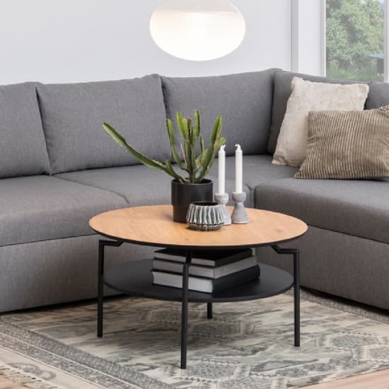 Grace Wooden Coffee Table With 1 Shelf In Oak And Black | Furniture in ...