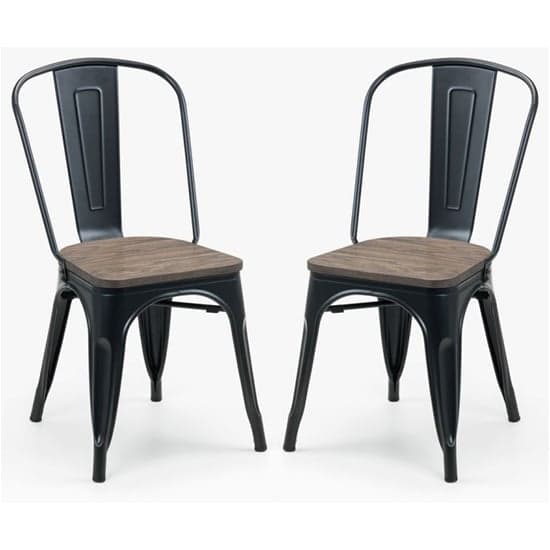 Gael Mocha Elm Wooden Dining Chairs With Metal Frame In Pair_1