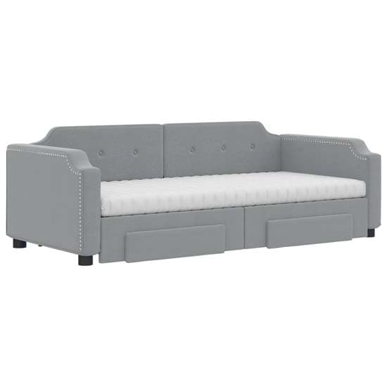 Grasse Velvet Daybed With Trundle And Drawers In Light Grey_3