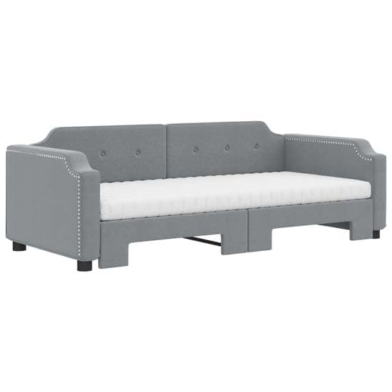 Grasse Velvet Daybed With Trundle And Mattresses In Light Grey_3