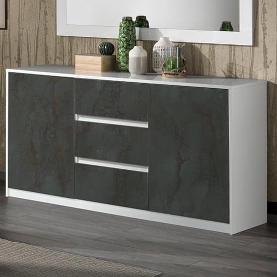 Graz Sideboard With 2 Doors 3 Drawers In Matt White And Oxide_1