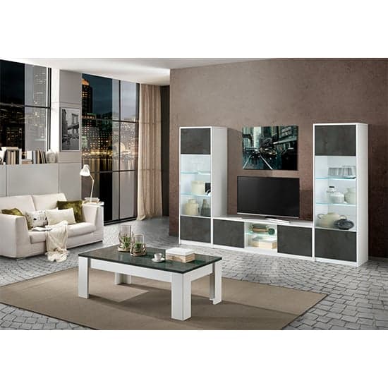 Graz Wooden TV Stand 2 Doors In Matt White And Oxide With LED_2