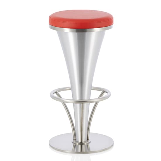 Greela Red Faux Leather Fixed Bar Height Bar Stools In Pair_2