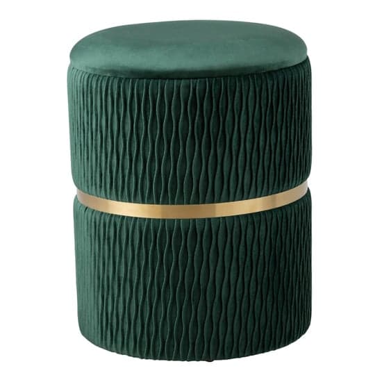 Greeley Velvet Storage Stool In Green Patterned And Chrome_3