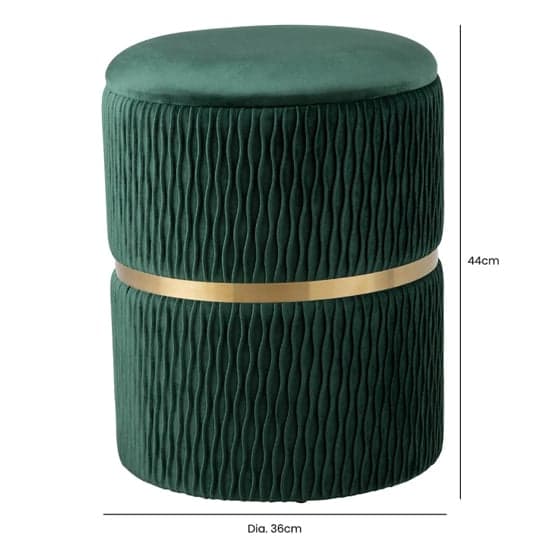 Greeley Velvet Storage Stool In Green Patterned And Chrome_7