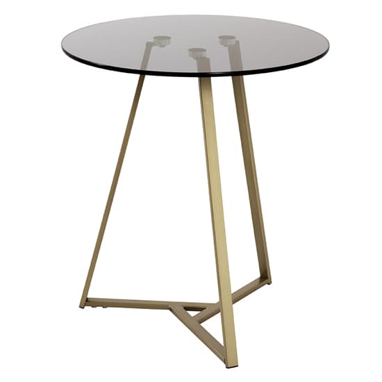Greenbay Round Grey Float Glass Side Table With Gold Metal Legs