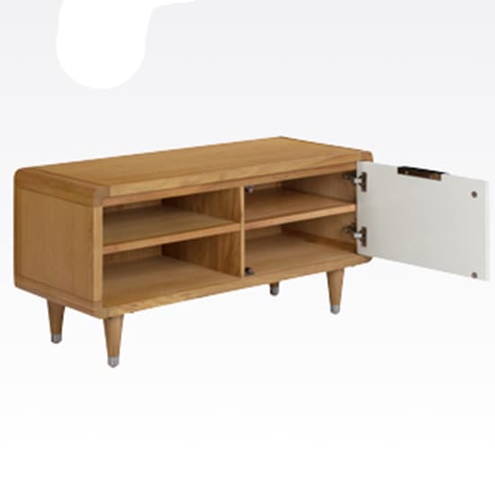 Grote High Gloss TV Stand 1 Door In White And Oak_2