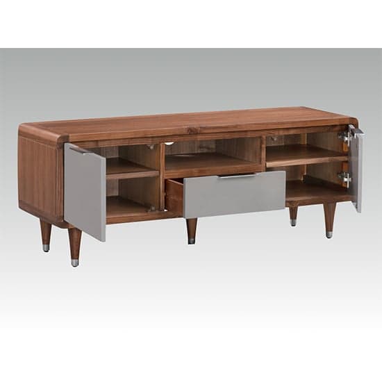 Grote High Gloss TV Stand 2 Doors 1 Drawer In Grey And Walnut_2
