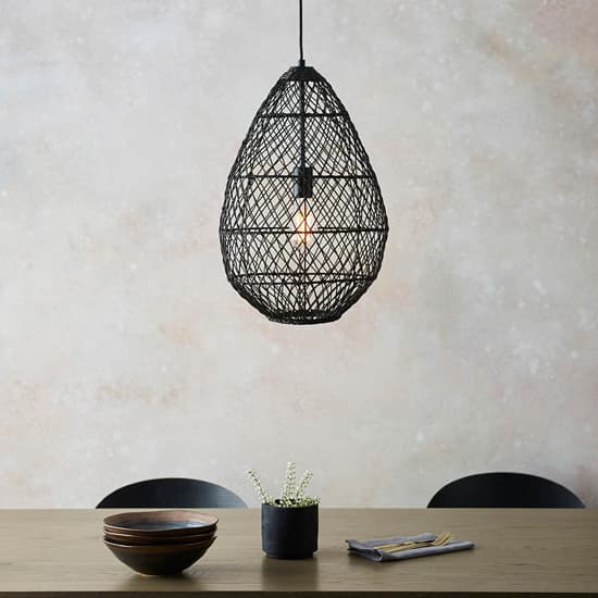 Groton Rattan Ceiling Pendant Light In Stained Black_2