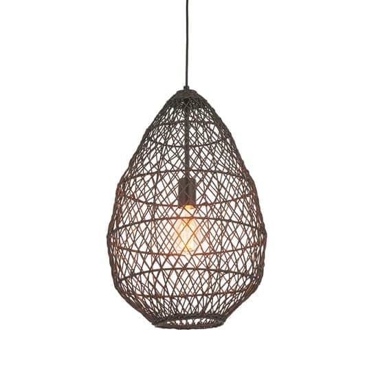 Groton Rattan Ceiling Pendant Light In Stained Black_4