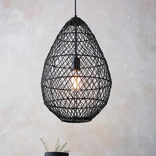 Groton Rattan Ceiling Pendant Light In Stained Black_1