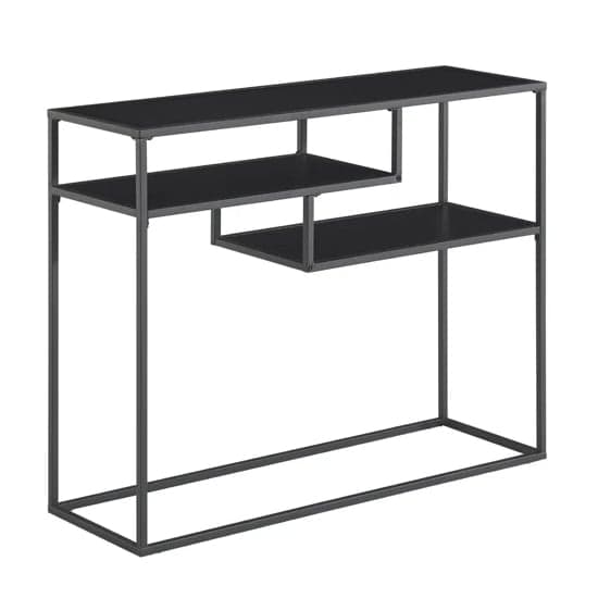 Groton Wooden Console Table With Shelves In Black Furniture in Fashion