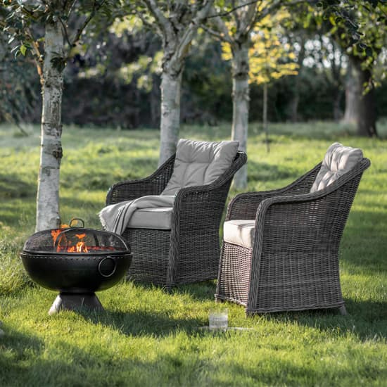 Grove Outdoor Grey Weave Rattan Dining Chairs In Pair_3