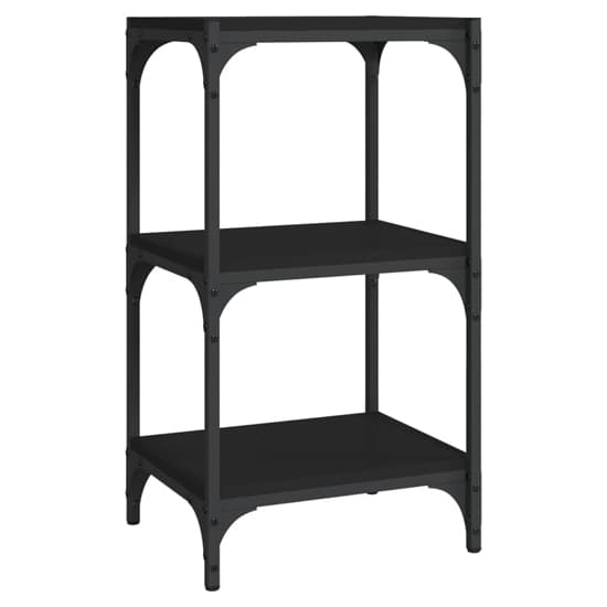 Grove Wooden 3-Tier Bookshelf In Black With Steel Frame_2