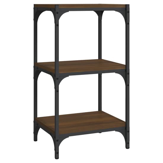 Grove Wooden 3-Tier Bookshelf In Brown Oak With Steel Frame_2