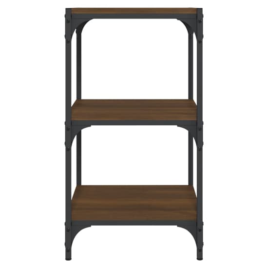 Grove Wooden 3-Tier Bookshelf In Brown Oak With Steel Frame_3