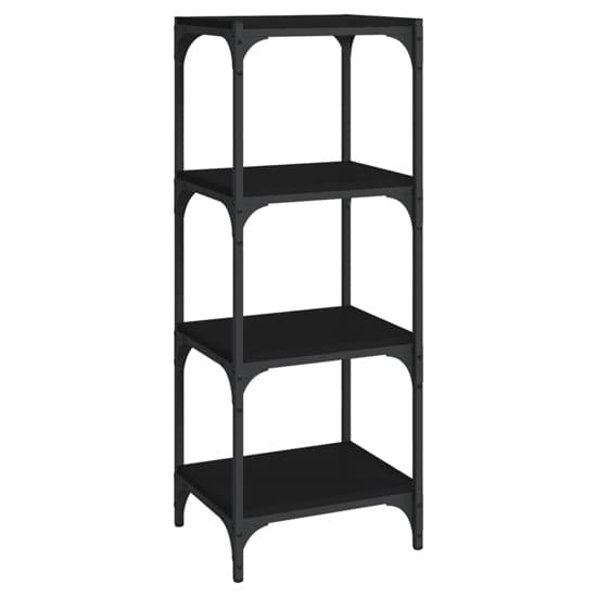 Grove Wooden 4-Tier Bookshelf In Black With Steel Frame_2