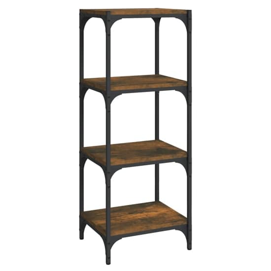 Grove Wooden 4-Tier Bookshelf In Smoked Oak With Steel Frame_2