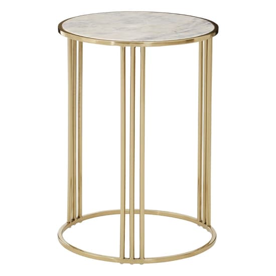Guar Round White Marble Side Table With Gold Steel Frame_2