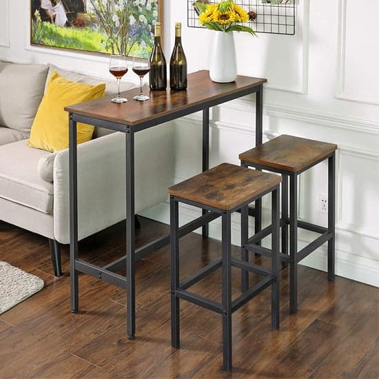 Gulf Narrow Wooden Bar Table In Rustic Brown_2