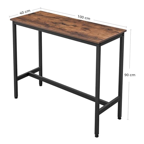 Gulf Narrow Wooden Bar Table In Rustic Brown_5