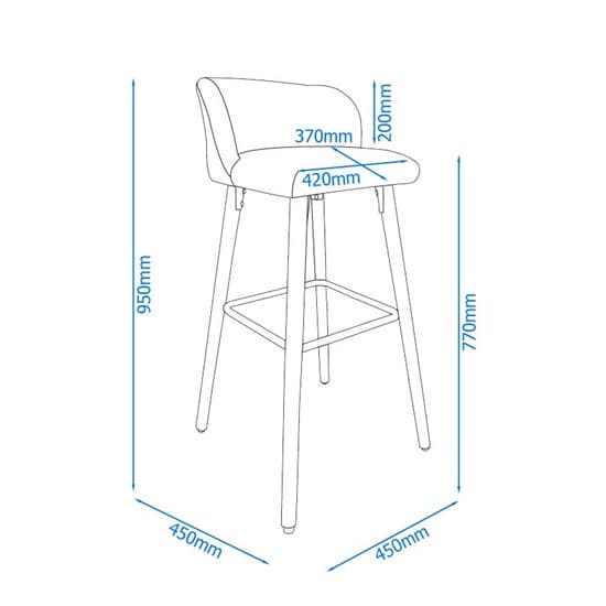 Clare Fabric Bar Stool With Wooden Legs In Grey Furniture in Fashion