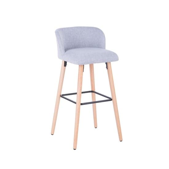 Clare Fabric Bar Stool With Wooden Legs In Grey_1