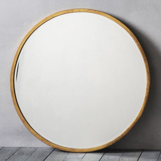 Haggen Large Round Bedroom Mirror In Antique Gold Frame_1