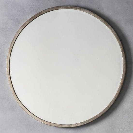 Haggen Large Round Bedroom Mirror In Antique Silver Frame_1