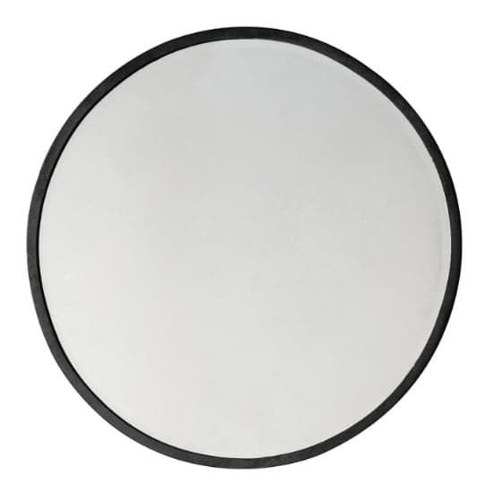 Haggen Large Round Bedroom Mirror In Black Frame
