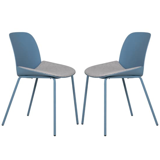 Haile Blue Metal Dining Chairs With Woven Fabric Seat In Pair_1