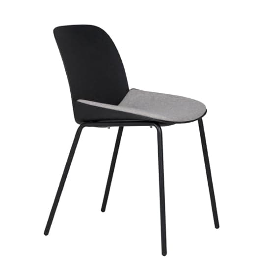 Haile Metal Dining Chair In Black With Woven Fabric Seat_1