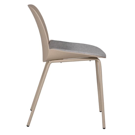 Haile Taupe Metal Dining Chairs With Woven Fabric Seat In Pair_3