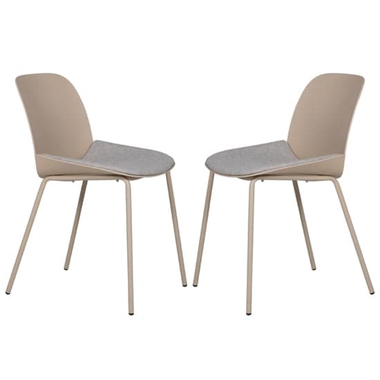Haile Taupe Metal Dining Chairs With Woven Fabric Seat In Pair_1