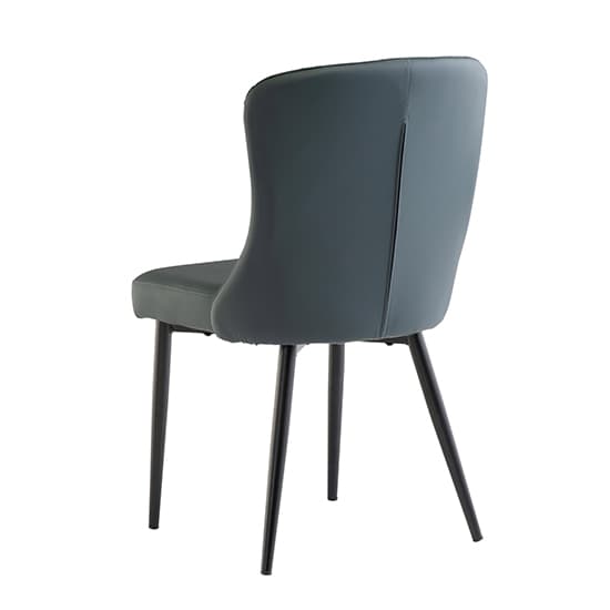 Hailey Blue Faux Leather Dining Chairs With Black Legs In Pair