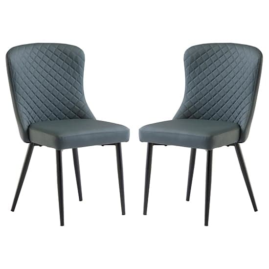 Hailey Blue Faux Leather Dining Chairs With Black Legs In Pair_1