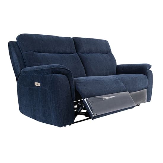 Hailey Fabric Electric Recliner 3 Seater Sofa In Blue_2