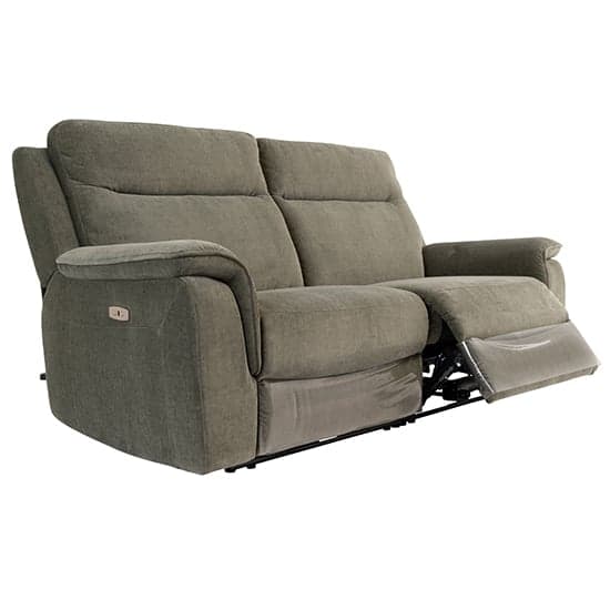 Hailey Fabric Electric Recliner 3 Seater Sofa In Moss Green_2