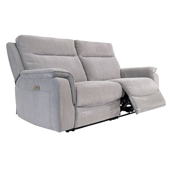 Hailey Fabric Electric Recliner 3 Seater Sofa In Silver Grey_2
