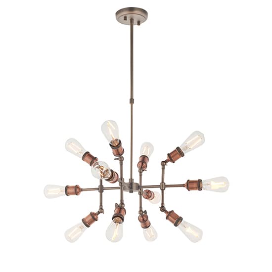 Hal 12 Lights Ceiling Pendant Light In Aged Pewter And Copper_1