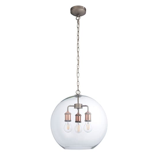 Hal 3 Lights Glass Pendant Light In Aged Pewter And Copper_6