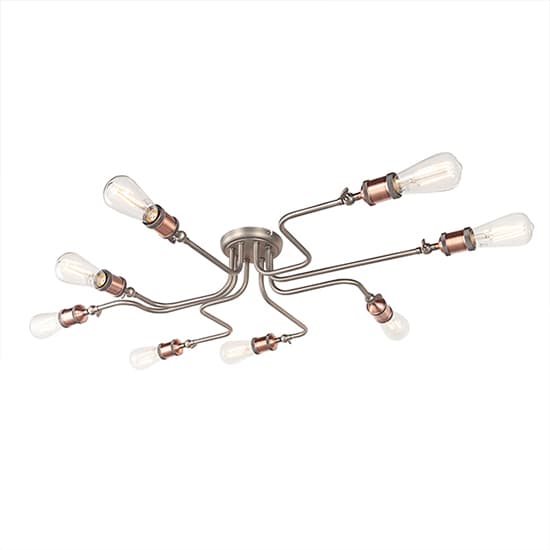 Hal 8 Lights Semi Flush Ceiling Light In Aged Pewter And Copper_3