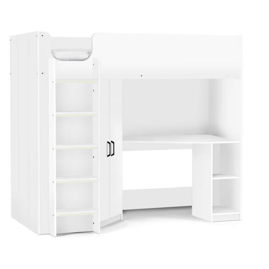 Haldis High Sleeper Bunk Bed In All White Furniture in Fashion