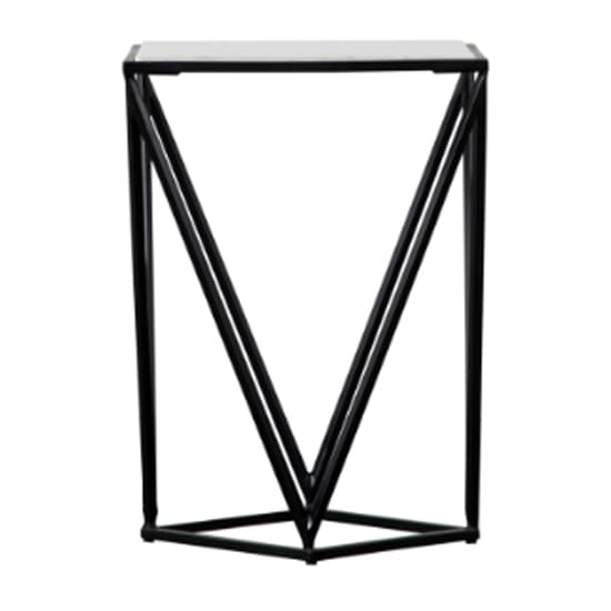 Halfords White Marble Top Side Table With Black Metal Frame_2